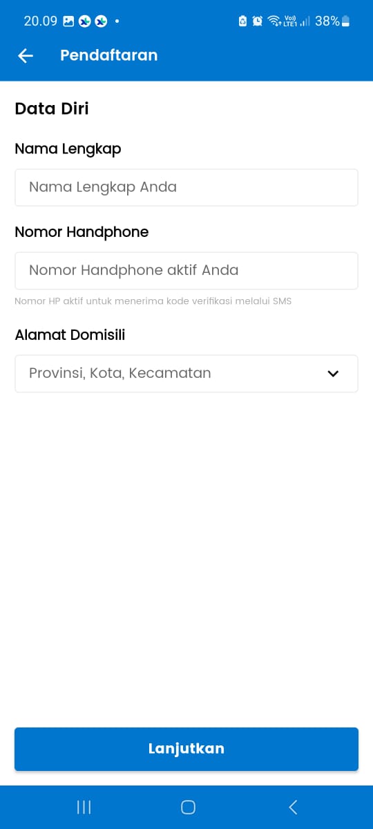 cara daftar fastpay di android - Form pendaftaran fastpay