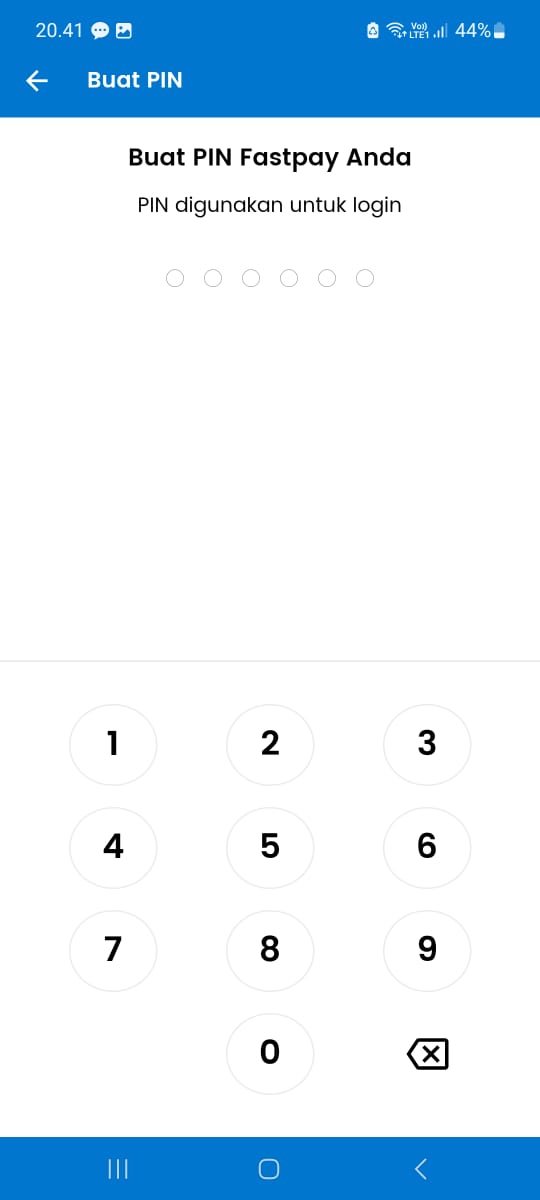 cara daftar fastpay di android - membuat PIN fastpay