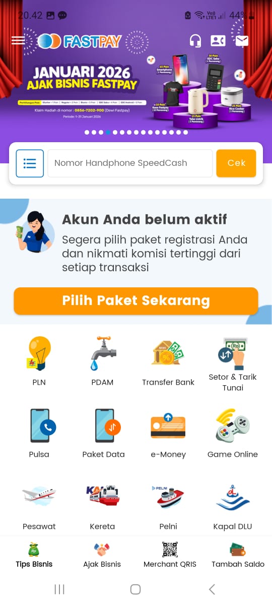 cara aktivasi fastpay di HP Android