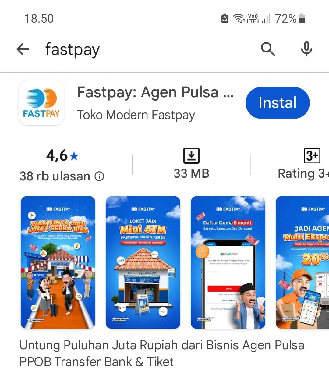 cara daftar fastpay di HP android
