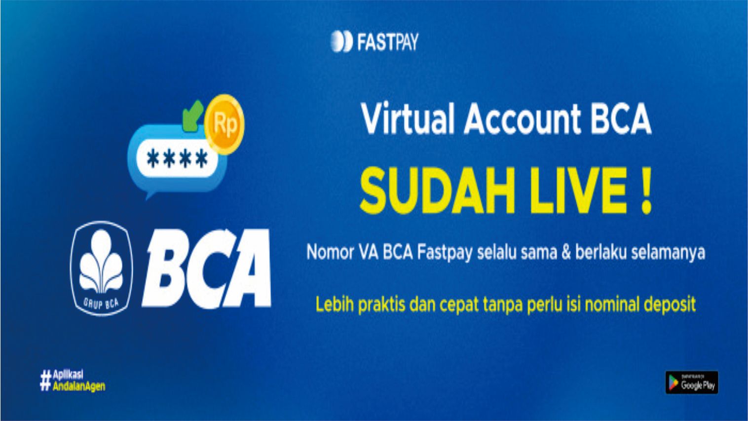 Deposit Fastpay Via Virtual Account BCA sudah tersedia