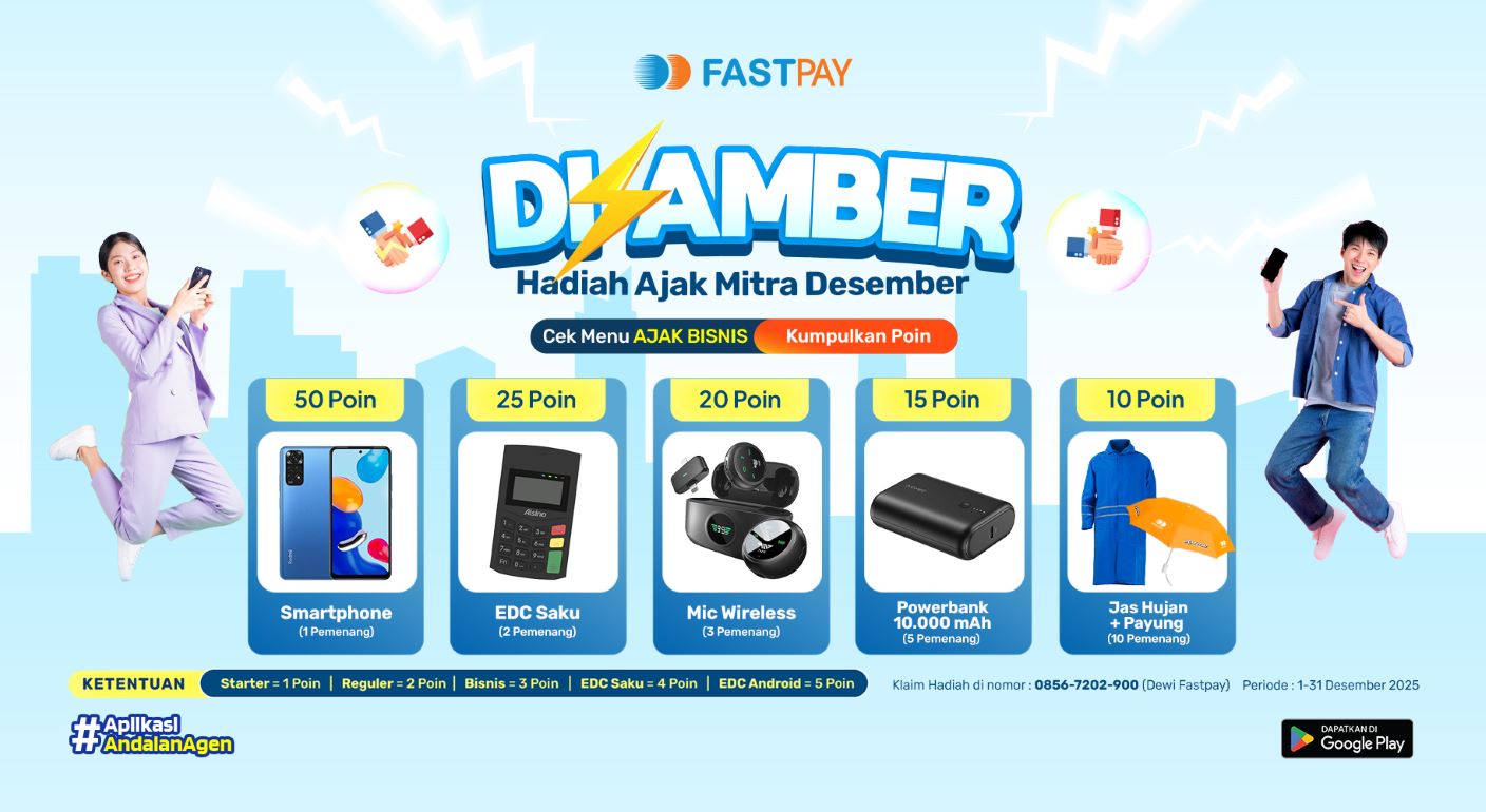 Promo Fastpay Ajak Mitra Desember Bonus Smartphone dan EDC Saku