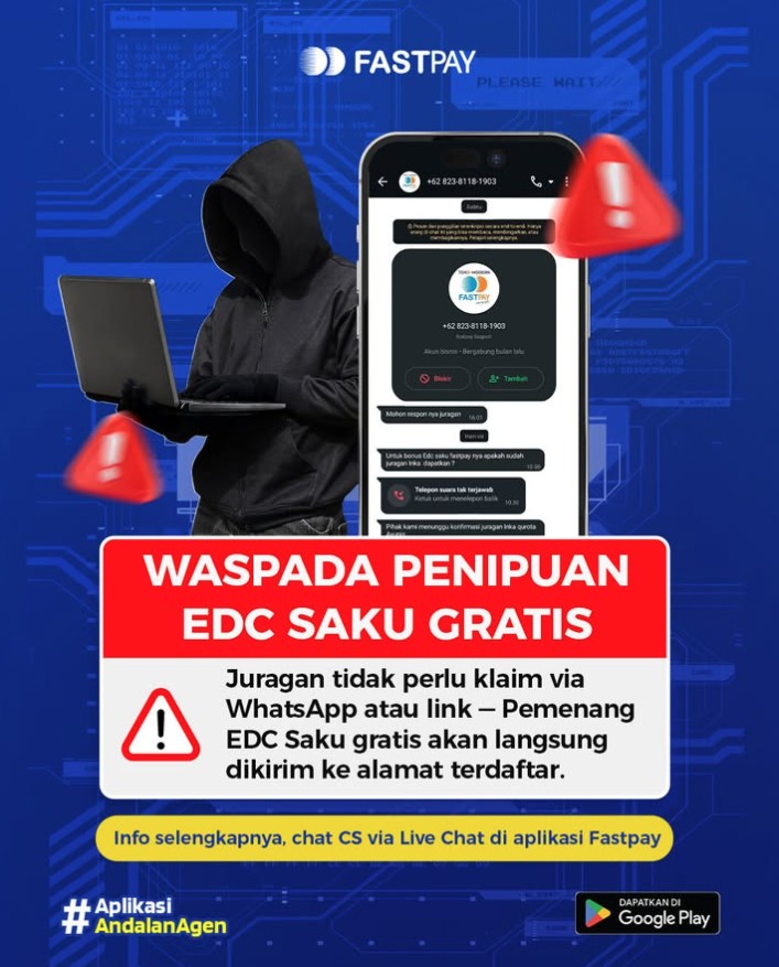 Waspada penipuan modus klaim EDC saku gratis fastpay
