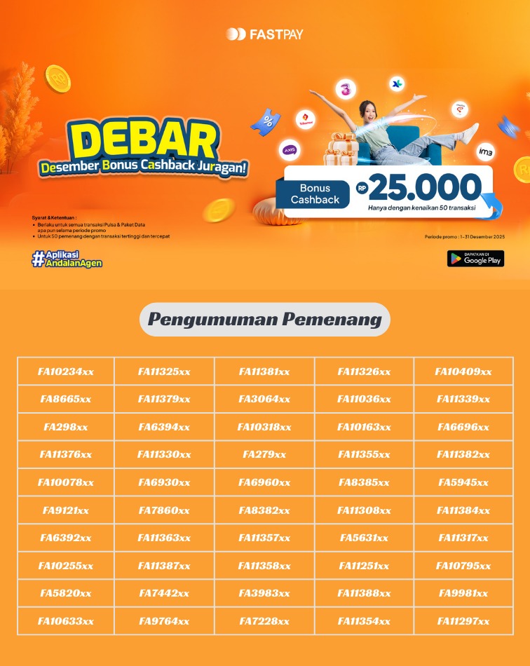 PEMENANG CASHBACK PROGRAM PROMO PULSA DESEMBER 2025