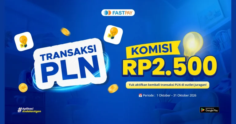 Promo komisi PLN Fastpay Rp2.500 per transaksi untuk periode 1–31 Oktober 2026.