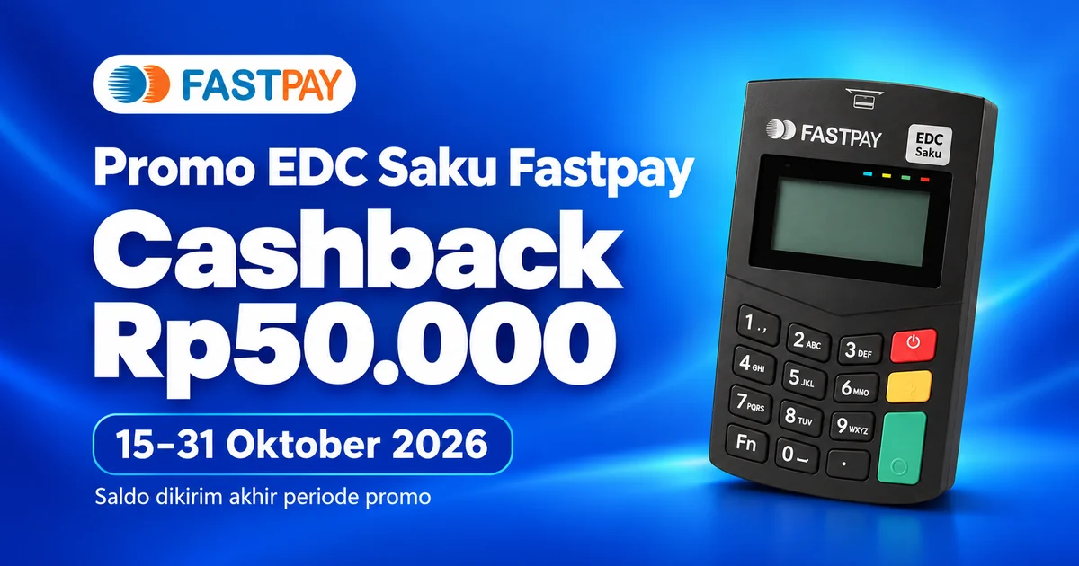 Promo EDC Saku Fastpay cashback Rp50.000 untuk pembelian 15–31 Oktober 2026