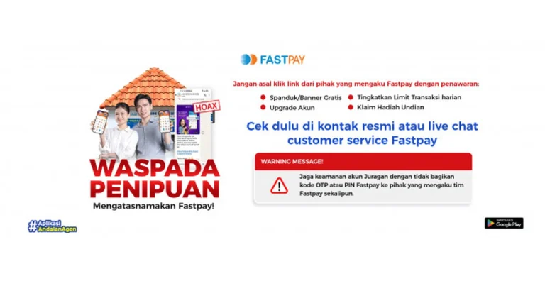 Peringatan penipuan mengatasnamakan Fastpay: jangan klik tautan mencurigakan atau bagikan OTP dan PIN.